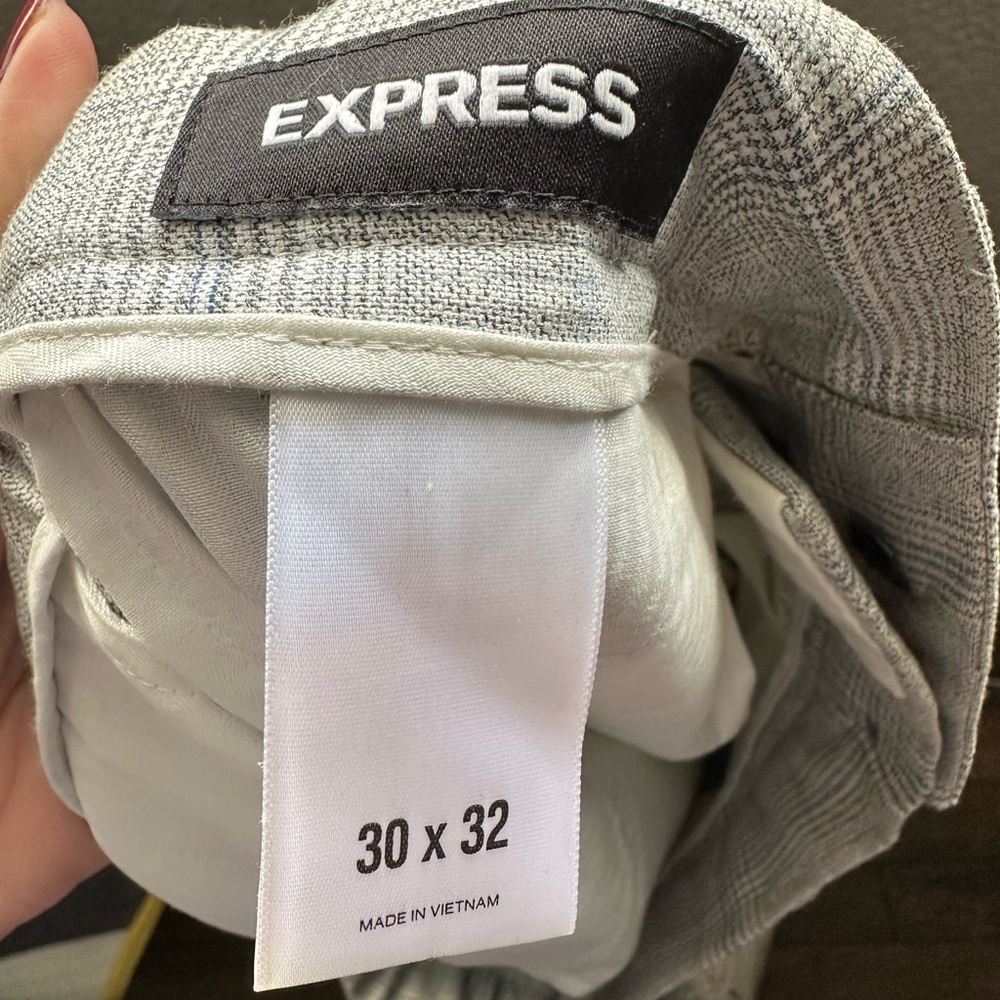 Express Plaid Light Gray Work Pants - Picture 5 of 7